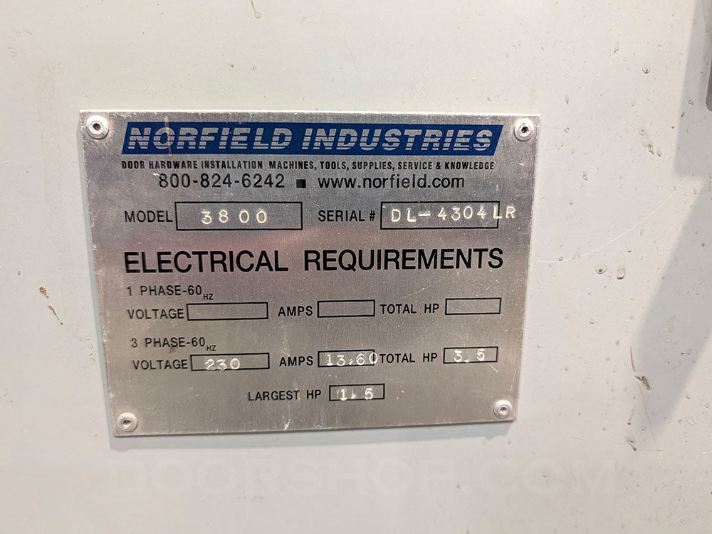 Norfield 3800LR Exterior Door Lite Cutter with Powered Latch Drill and Faceplate Mortisor